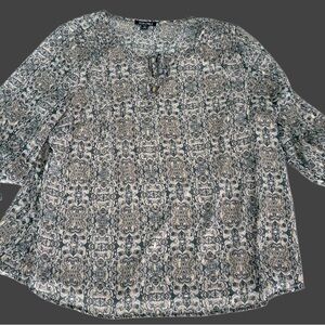 ROZ & Ali  Green Paisley Scoop-Neck Blouse Size 1X